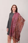 Shawl %100 İpek Çift Taraflı Pembe Bakır Multi Şal (70x190 cm)