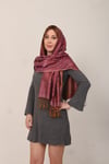 Shawl %100 İpek Çift Taraflı Pembe Bakır Multi Şal (70x190 cm)