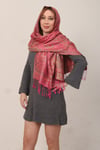 Shawl %100 İpek Çift Taraflı Somon Dore Multi Şal (70x190 cm)