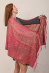 Shawl %100 İpek Çift Taraflı Somon Dore Multi Şal (70x190 cm)