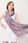 Shawl %100 Pamuk Çiçek Desenli Çift Taraflı Şal (70x180cm)