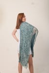 Shawl %100 Pamuk Desenli Pastel Mint Yeşili Çift Taraflı Şal (70x180 cm)