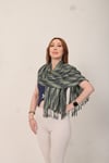 Shawl %100 Pamuk Füme & Yeşil Çizgi Desenli Şal (50x160 cm)