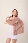 Shawl %100 Pamuk Kiremit Rengi Çiçek Desenli Çift Taraflı Şal (70x180 cm)