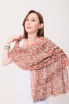 Shawl %100 Pamuk Kiremit Rengi Çiçek Desenli Çift Taraflı Şal (70x180 cm)