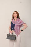 Shawl %100 Pamuk Lila Renk Çizgi Desenli Çift Taraflı Atkı Şal (30X140 cm)