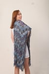 Shawl %100 Pamuk Mavi & Lila Geometrik Desenli Çift Taraflı Şal (70x180 cm)