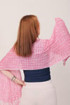 Shawl %100 Pamuk Pembe Renk Çizgi Desenli Çift Taraflı Atkı Şal (30X140 cm)