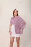 Shawl %100 Pamuk Pudra & Mavi Çiçek Desenli Çift Taraflı Şal (70x180 cm)