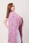 Shawl %100 Pamuk Pudra & Mavi Çiçek Desenli Çift Taraflı Şal (70x180 cm)