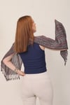 Shawl %100 Pamuk Siyah, Beyaz & Kırmızı Çizgi Desenli Atkı Şal (30x140 cm)