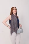 Shawl %100 Pamuk Siyah, Beyaz & Kırmızı Çizgi Desenli Atkı Şal (30x140 cm)