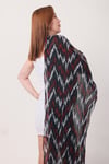 Shawl %100 Pamuk Zigzag Çizgi Desenli Çift Taraflı Şal (70x180cm)
