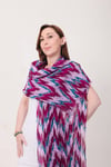 Shawl %100 Pamuk Zigzag Desenli Mürdüm Çift Taraflı Şal (70x180 cm)
