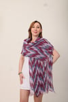 Shawl %100 Pamuk Zigzag Desenli Mürdüm Çift Taraflı Şal (70x180 cm)