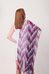 Shawl %100 Pamuk Zigzag Desenli Mürdüm Çift Taraflı Şal (70x180 cm)