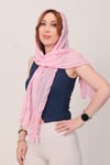 Shawl Lüks %100 Pamuk Açık Pembe Bürümcük Şal (65x175 cm)