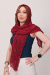 Shawl Lüks %100 Pamuk Bordo Bürümcük Şal (65x175 cm)