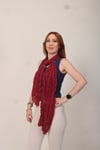 Shawl Lüks %100 Pamuk Bordo Bürümcük Şal (65x175 cm)