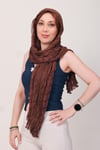 Shawl Lüks %100 Pamuk Kahve Bürümcük Şal (65x175 cm)