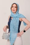 Shawl Lüks %100 Pamuk Mavi Bürümcük Şal (65x175 cm)