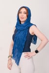 Shawl Lüks %100 Pamuk Saks Mavisi Bürümcük Şal (65x175 cm)