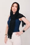 Shawl Lüks %100 Pamuk Siyah Bürümcük Şal (65x175 cm)