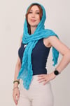 Shawl Lüks %100 Pamuk Turkuaz Bürümcük Şal (65x175 cm)