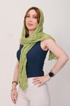 Shawl Lüks %100 Pamuk Yağ Yeşili Bürümcük Şal (65x175 cm)