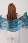 Shawl Lüks İpek Mavi Çok Renkli Şal (54x188 cm)