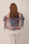 Shawl Lüks İpek Turkuaz Somon Çok Renkli Şal (54x188 cm)