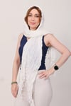 Shawl: Lüks Saten İpek Beyaz Krinkle Şal (68x190 cm)