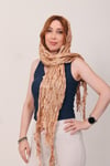 Shawl: Lüks Saten İpek Cappuccino Krinkle Şal (68x190 cm)