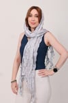 Shawl: Lüks Saten İpek Gri Krinkle Şal (68x190 cm)