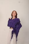 Shawl: Lüks Saten İpek Mor Krinkle Şal (68x190 cm)