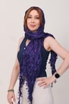 Shawl: Lüks Saten İpek Mor Krinkle Şal (68x190 cm)