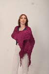 Shawl: Lüks Saten İpek Mürdüm Krinkle Şal (68x190 cm)