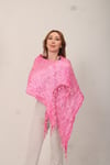 Shawl: Lüks Saten İpek Şeker Pembesi Krinkle Şal (68x190 cm)