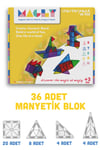 Manyetik Yapı Blokları – Çocuklar Için Renkli 3 Boyutlu 36 Parça Manyetik Karo Oyun Seti