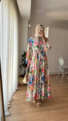 FLORAL DESEN HAKİM YAKA ELBİSE