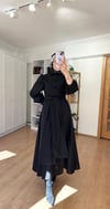 KUŞAKLI POPLİN ELBİSE