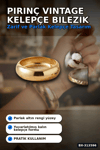 3.5 Cm Kalın Pirinç Vintage Kelepçe Bilezik - Rengi Tekli Bayan Takı BX-313596