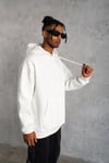 3 İplik Kapşonlu Sweatshirt Hoodie - Beyaz