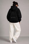 3 İplik Şardonlu Tam Fermuarlı Kapüşonlu Arka Çanta Detaylı Sweatshirt - Siyah