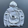 3 İplik Şardonlu Tam Fermuarlı Kapüşonlu Arka Çanta Detaylı Sweatshirt - Gri