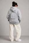 3 İplik Şardonlu Tam Fermuarlı Kapüşonlu Arka Çanta Detaylı Sweatshirt - Gri