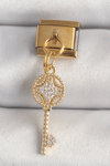 316L Çelik Gold Renk Sallantı Zirkon Taşlı Anahtar Model Nomination Charm 5886