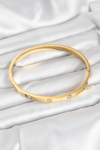 316L Çelik Gold Renk Zirkon Taşlı 65 mm Kadın Kelepçe Bileklik 5886