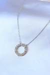 316L Çelik Gümüş Renk Zirkon Taşlı Gold Detay Xoxo Kadın Kolye 5886