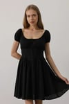 Beli Korseli Mini Elbise - Siyah